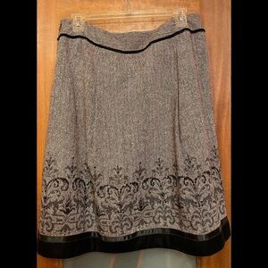 Loft Women Wool Blend Skirt Sequin Velvet Trim Lined Aline-8P
